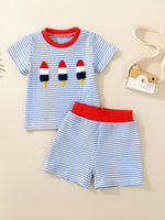 Children's Ice Cream Striped Tee and Shorts Set
