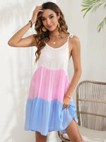 Color Block Spaghetti Strap Cover-Up Dress - Ladyez