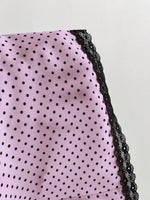 Polka Dot Lace Trim Puff Sleeve Top