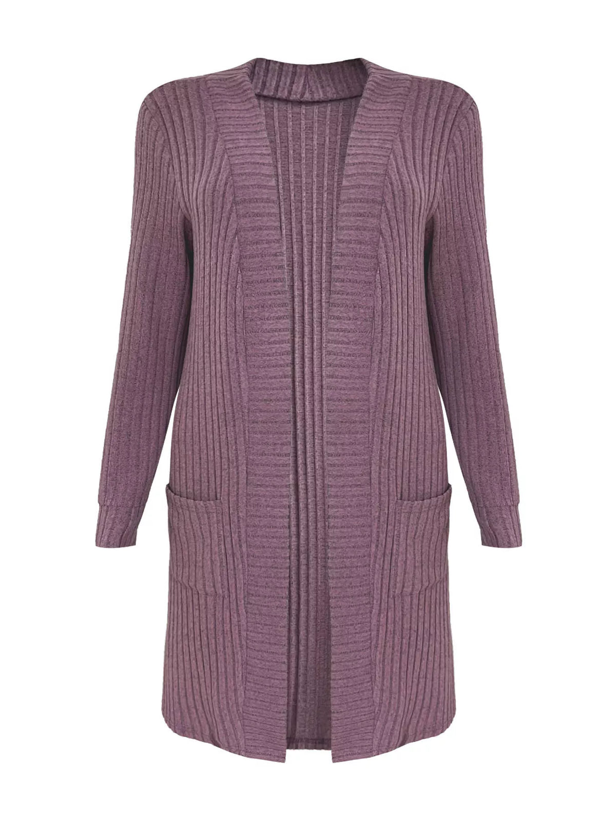 Ribbed Knit Open Front Cardigan