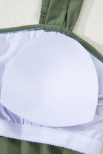 Drawstring Ruched Wide Straps Tankini Set - Ladyez