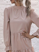 High-Low Flounce Sleeve Dress