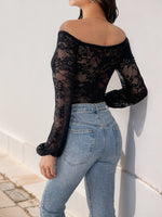 Off-Shoulder Lace Bodysuit - Ladyez