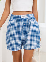 Gingham Elastic Waist Casual Shorts