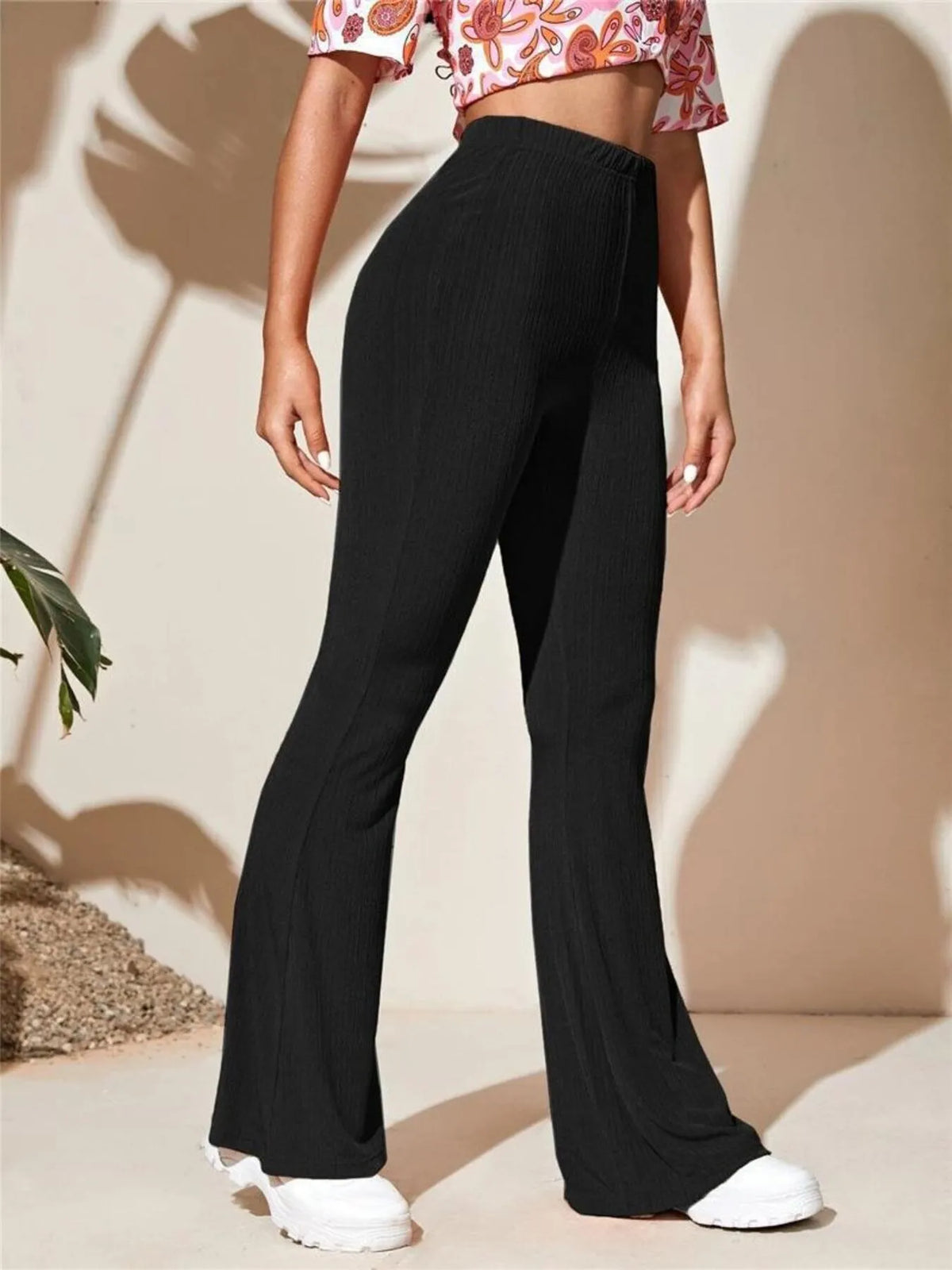 Full Size High-Waist Flare Active Pants Plus Size - Ladyez