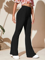 Full Size High-Waist Flare Active Pants Plus Size - Ladyez