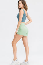 Wide Waistband Sports Shorts with Pockets - Ladyez
