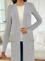 Ribbed Knit Open Front Cardigan