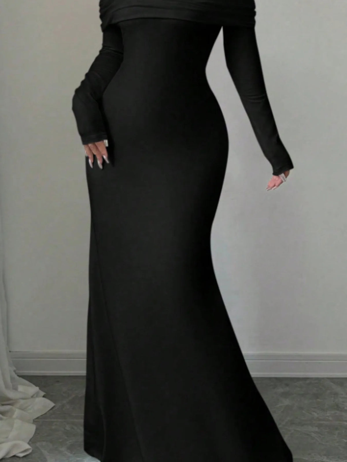 Off-Shoulder Long Sleeve Bodycon Maxi Dress - Ladyez