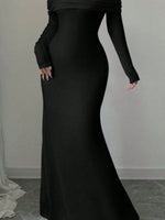 Off-Shoulder Long Sleeve Bodycon Maxi Dress - Ladyez