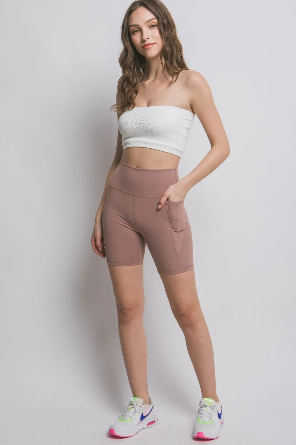 Love Tree High Waist Seam Detail Active Shorts - Ladyez