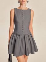 Round Neck Sleeveless Ruffled Mini Dress - Ladyez