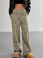 Leopard Wide-Leg Drawstring Pants