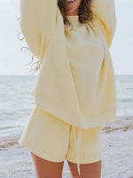 Relaxed Fit Round Neck Sweatshirt and Shorts Set