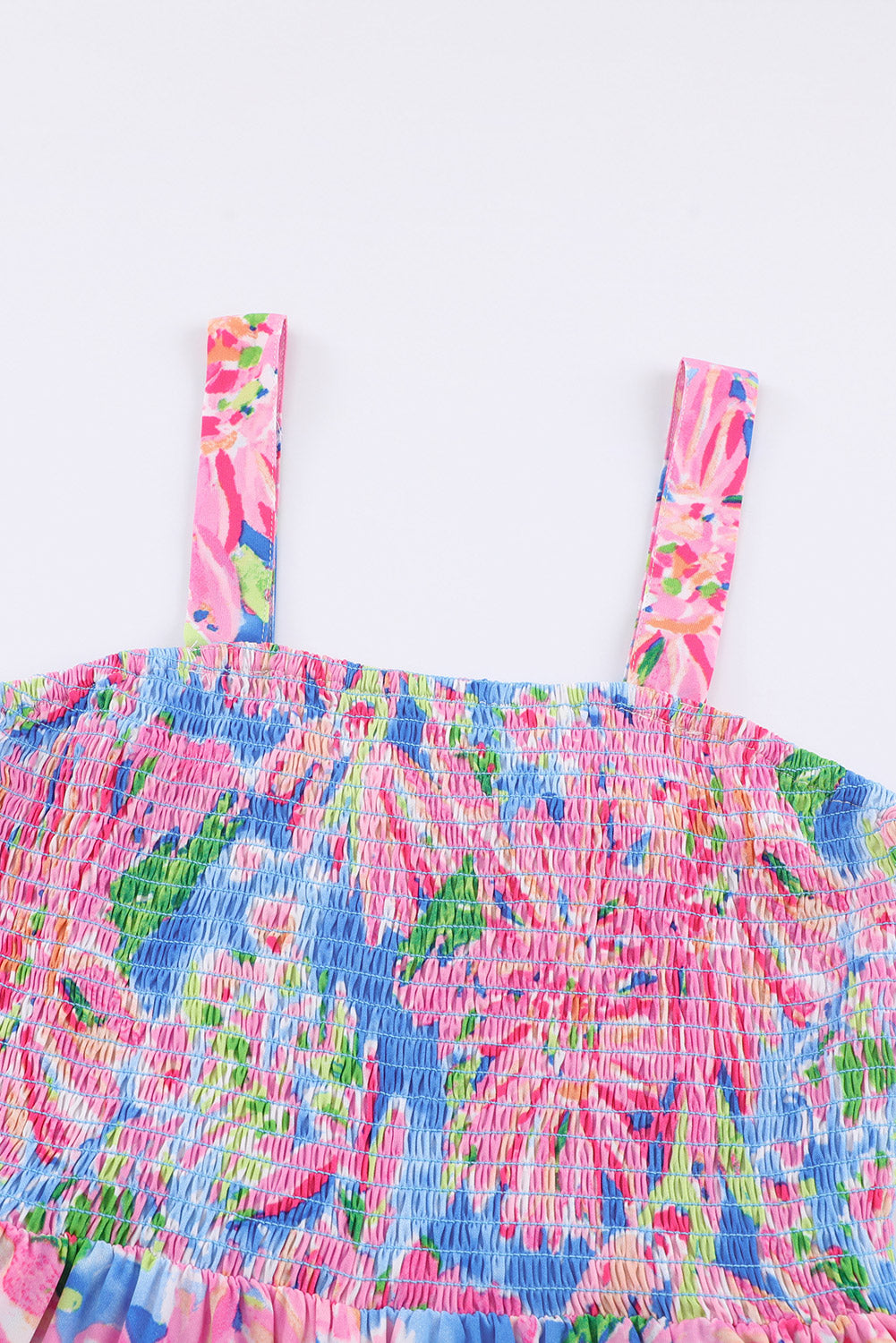 Floral Smocked Square Neck Jumpsuit with Pockets - Ladyez