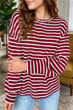 Stripe Drop Shoulder Long Sleeve Top