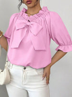Bow Flounce Sleeve Blouse