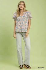 Umgee Mix Paisley Floral Button Down Shirt