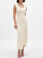 Side Slit Sleeveless Midi Knit Dress