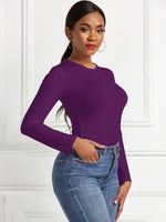 Round Neck Long Sleeve Bodysuit - Ladyez