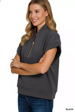 Zenana Scuba High Neck Half Zip Top