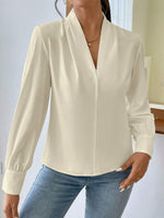 V Neck Long Sleeve Top - Ladyez