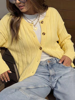 Button Up Dropped Shoulder Cardigan