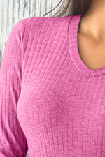 V-Neck Long Sleeve T-Shirt - Ladyez