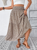 Plus Size Floral Print Tiered Skirt