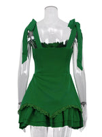 Tie-Shoulder Ruffled Mini Dress