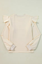 Ruffled Round Neck Long Sleeve Blouse