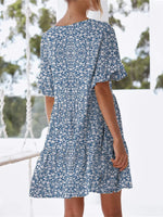 Polka Dot V-Neck Short Sleeve Mini Dress - Ladyez