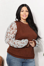 And The WhyFull Size Foil Printed Sleeve Top