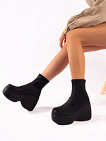 Chunky Platform Wedge Boots - Ladyez
