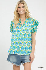 Umgee Double Frill Sleeve Floral Blouse