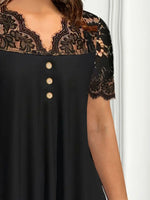 Lace Panel Short Sleeve Blouse - Ladyez