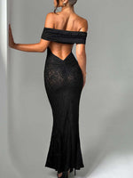 Devine Backless Lace Off-Shoulder Maxi Dress - Ladyez