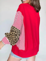 Striped Patchwork Sleeve Colorblock Sweatshirt