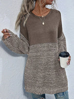 Color Block Long Sleeve Oversized Sweater
