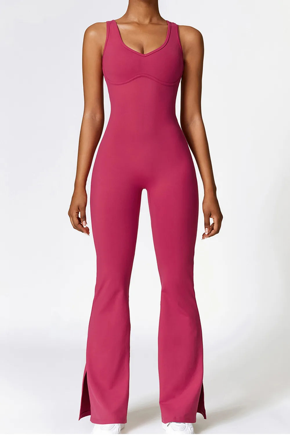 Basic Bae Sleeveless Bootcut Slit Active Jumpsuit - Ladyez