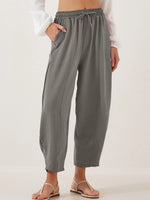 Full Size Drawstring Wide Leg Cropped Pants Plus Size