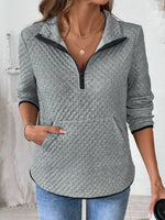 Perfee Texture Half Zip Long Sleeve Sweatshirt