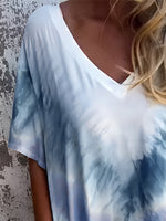 Full Size Pocketed Tie-Dye Short Sleeve Dress - Ladyez