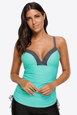 Contrast Sweetheart Neck Swim Cami - Ladyez