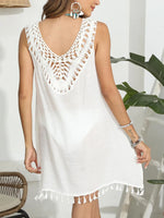Tassel Scoop Neck Wide Strap Cover-Up - Ladyez