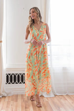 Sew In Love Printed V-Neck Sleeveless Dress - Ladyez