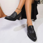 Point Toe Block Heels Pumps - Ladyez