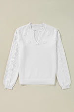 Daisy Notched Long Sleeve Sweater