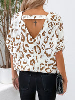 Leopard V-Neck Half Sleeve Blouse