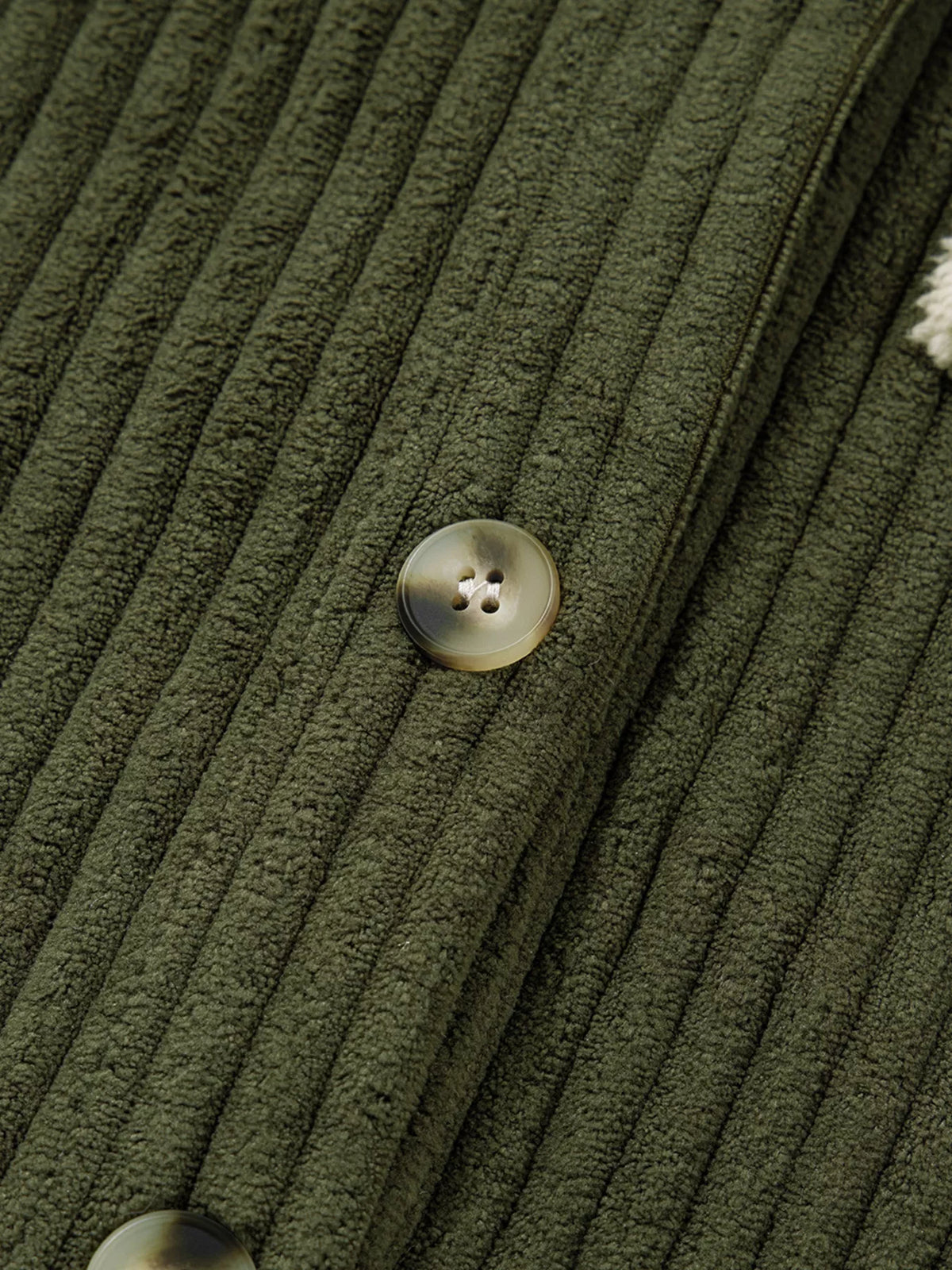 Ribbed Fleece Plaid Print Patchwork Button Up Jacket